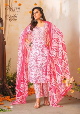 Golden Tree vol 1 by Mayur Pure cotton Embroidered Fancy Kurti pant and dupatta catalogue at lo price readymade suit catalogs
