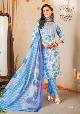 Golden Tree vol 1 by Mayur Pure cotton Embroidered Fancy Kurti pant and dupatta catalogue at lo price readymade suit catalogs