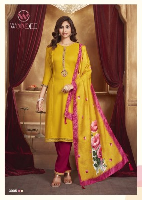 Golden pearl vol 3 by Woodee Premium reyon fancy kurti pant and dupatta catalog at amaviexpo readymade suit catalogs