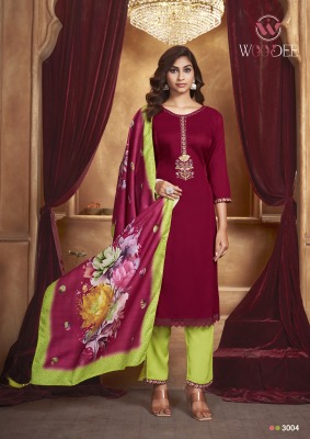 Golden pearl vol 3 by Woodee Premium reyon fancy kurti pant and dupatta catalog at amaviexpo readymade suit catalogs