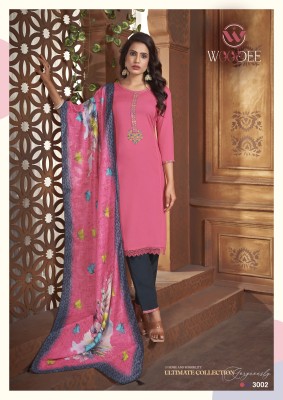 Golden pearl vol 3 by Woodee Premium reyon fancy kurti pant and dupatta catalog at amaviexpo readymade suit catalogs