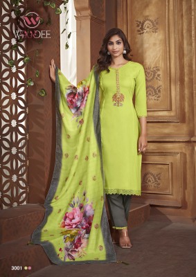 Golden pearl vol 3 by Woodee Premium reyon fancy kurti pant and dupatta catalog at amaviexpo readymade suit catalogs