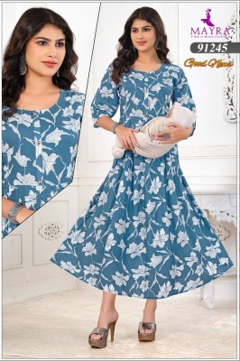 Good News by Mayra Pure Reyon Printed Umbrella Feeding Kurti at affordable rate kurtis catalogs