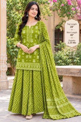 Gopi Dress 3-Piece Kurti Sharara Dupatta Set Size wise Combo Set