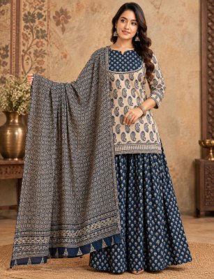 Gopi Dress 3-Piece Pure Cotton Short Kurti Flared Skirt Dupatta Set lehenga choli