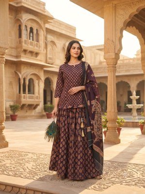 Gopi Dress Pure Cotton Short Kurti Flared Skirt Dupatta 3-Piece Set   Size wise Combo Set