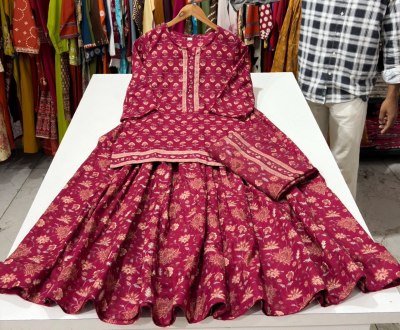 Gopi Dress Pure Cotton Short Kurti Flared Skirt Dupatta 3-Piece Set   Size wise Combo Set