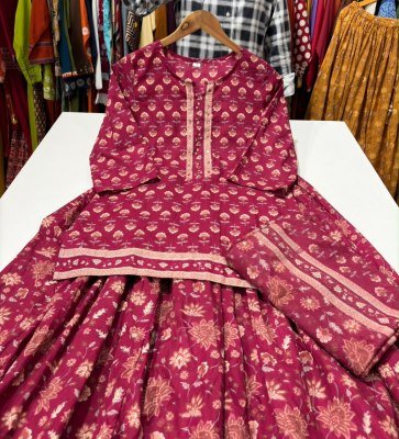 Gopi Dress Pure Cotton Short Kurti Flared Skirt Dupatta 3-Piece Set   Size wise Combo Set