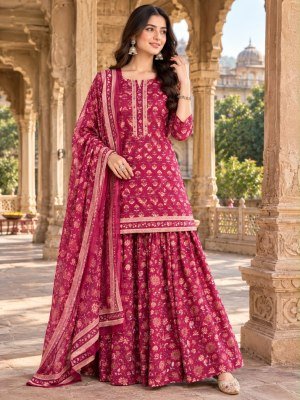 Gopi Dress Pure Cotton Short Kurti Flared Skirt Dupatta 3-Piece Set   Size wise Combo Set