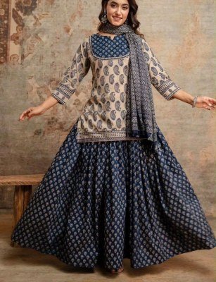 Gopi Dress Pure Cotton Short Kurti Flared Skirt Dupatta 3-Piece Set   Size wise Combo Set