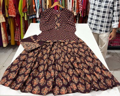 Gopi Dress Pure Cotton Short Kurti Flared Skirt Dupatta 3-Piece Set   Size wise Combo Set