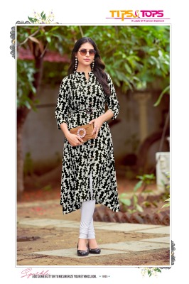 Graccy by Tips and tops Heavy reyon printed fancy flared kurti catalogue at affordable rate kurtis catalogs