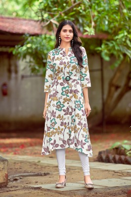 Graccy by Tips and tops Heavy reyon printed fancy flared kurti catalogue at affordable rate kurtis catalogs