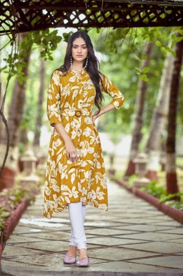Graccy by Tips and tops Heavy reyon printed fancy flared kurti catalogue at affordable rate kurtis catalogs