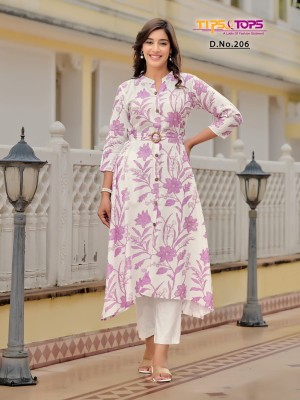 Graccy vol 02 by tips and tops heavy reyon printed Aline with belt kurti collection kurtis catalogs