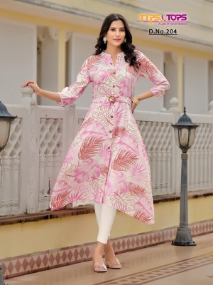 Graccy vol 02 by tips and tops heavy reyon printed Aline with belt kurti collection kurtis catalogs