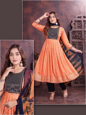 Green tomato by Stuti exclusive printed ghera kurti pant and dupatta catalogue at low rate readymade suit catalogs