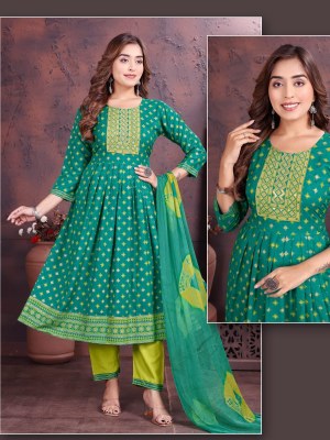 Green tomato by Stuti exclusive printed ghera kurti pant and dupatta catalogue at low rate readymade suit catalogs