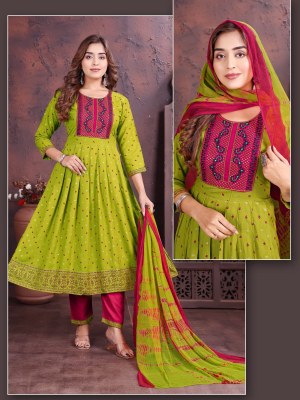 Green tomato by Stuti exclusive printed ghera kurti pant and dupatta catalogue at low rate readymade suit catalogs