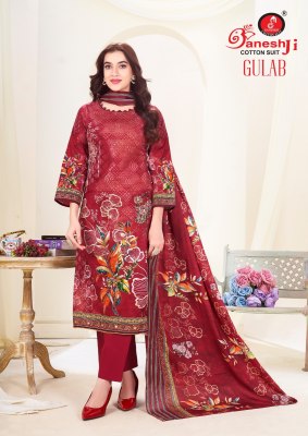 Gulab vol 1 by Ganeshji pure Heavy Soft Cotton aari work unstitched suit catalogue with affordable rate dress material catalogs