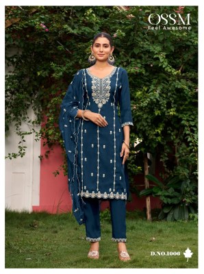 Gulabi by Ossm Roman Silk Heavy Embroidered hand work readymade suit collection in amavi expo readymade suit catalogs