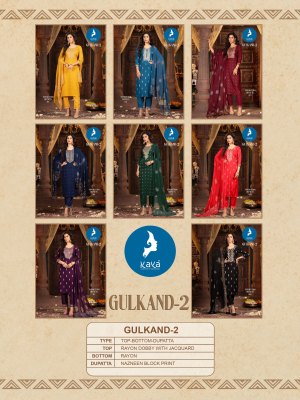 Gulkand 2 by kaya reyon jacquard straight kurti pant and dupatta collection   readymade suit catalogs