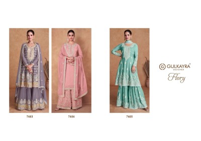 Gulkaya designer by flory  designer front and back work   fancy sharara suit catalog at wholesale price readymade suit catalogs