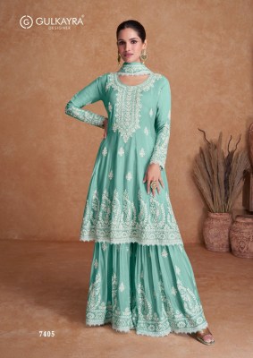 Gulkaya designer by flory  designer front and back work   fancy sharara suit catalog at wholesale price readymade suit catalogs