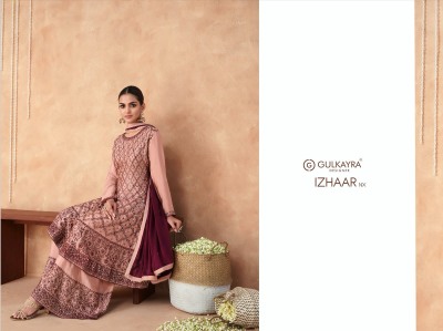 Gulkaya designer by izhaar nx real georgette and chinon fabric designer sharara suit at wholesale price readymade suit catalogs