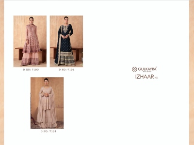 Gulkaya designer by izhaar nx real georgette and chinon fabric designer sharara suit at wholesale price readymade suit catalogs