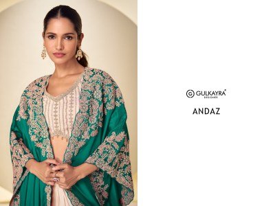 Gulkayra Designer ANDAZ 3-Piece Real Chinon Embroidery Suit with Front & Back Work Indo Western