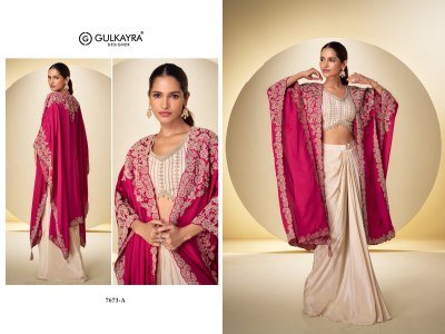 Gulkayra Designer ANDAZ 3-Piece Real Chinon Embroidery Suit with Front & Back Work Indo Western