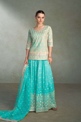 Gulkayra Designer Kasturi Simar Silk Embroidered Palazzo Suit Set Fancy Palazzo suit catalogue
