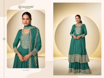 Gulkayra Designer Nargis Premium Real Chinon Embroidered Suit Set readymade suit catalogs
