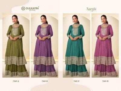 Gulkayra Designer Nargis Premium Real Chinon Embroidered Suit Set readymade suit catalogs