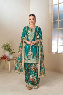 Gulkayra Designer Parul Real Chinon Embroidered Palazzo Set Fancy Palazzo suit catalogue