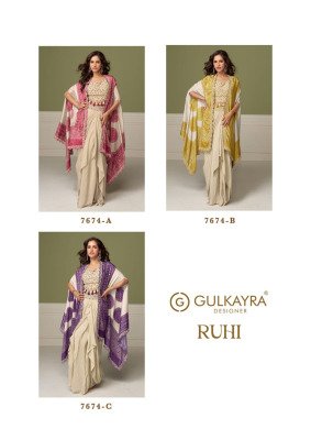 Gulkayra Designer Ruhi 3-Piece Real Chinon Embroidery Work Suit Set readymade suit catalogs