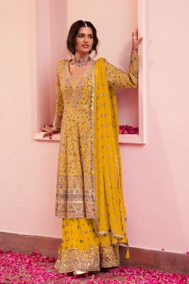 Gulkayra Designer SAIRA Real Georgette Embroidery Plazzo Suit Fancy Palazzo suit catalogue