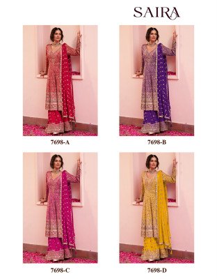 Gulkayra Designer SAIRA Real Georgette Embroidery Plazzo Suit Fancy Palazzo suit catalogue