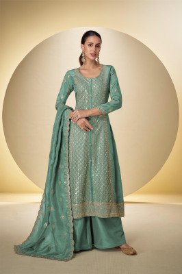 Gulkayra Designer SAKHI Simar Silk 3-Piece Palazzo Set 