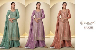 Gulkayra Designer SAKHI Simar Silk 3-Piece Palazzo Set Fancy Palazzo suit catalogue