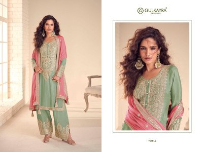 Gulkayra Designer Sadika Real Chinon Embroidered Suit Party Wear readymade suit catalogs