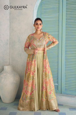 Gulkayra Designer Saheen Indo-Western Jacket Palazzo Set Wholesale readymade suit catalogs