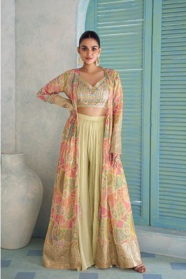 Gulkayra Designer Saheen Indo-Western Jacket Palazzo Set Wholesale readymade suit catalogs