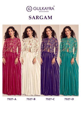 Gulkayra Designer Sargam Real Vichitra Silk Crop Top Gown Collection readymade suit catalogs