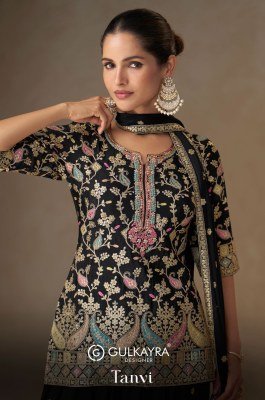Gulkayra Designer Tanvi Top  Real Chinon Dupatta  Real Chinon Palazzo Wholesale kurtis catalogs