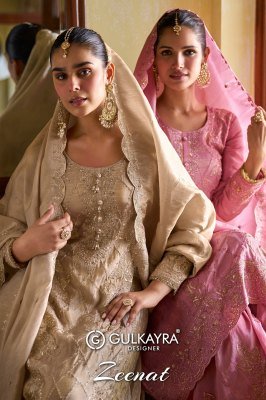 Gulkayra Designer ZEENAT Real Simar Silk Embroidery Hand Work Palazzo Set 