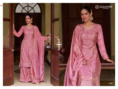 Gulkayra Designer ZEENAT Real Simar Silk Embroidery Hand Work Palazzo Set Fancy Palazzo suit catalogue