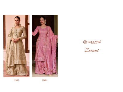 Gulkayra Designer ZEENAT Real Simar Silk Embroidery Hand Work Palazzo Set Fancy Palazzo suit catalogue