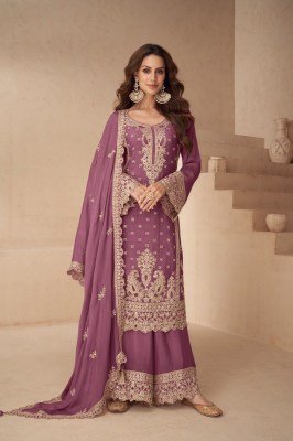 Gulkayra Exclusive Lotus Top Suit Real Chinon Fabric, Dupatta And Palazzo with Handwork Wholesale  kurtis catalogs